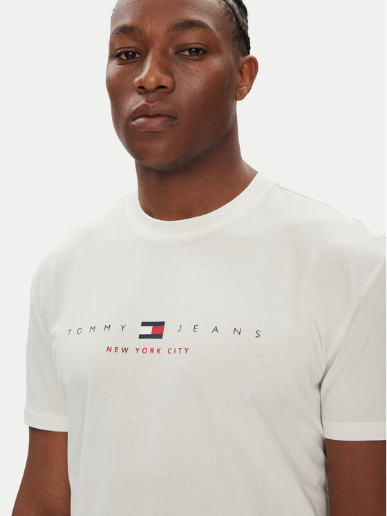 Tommy Jeans Tommy Jeans T-krekls Flag Linear DM0DM21911 Balts Regular Fit