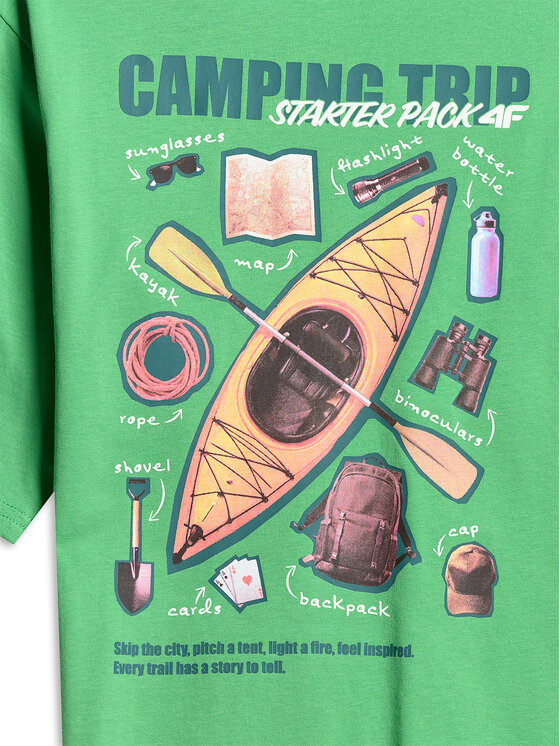 4F 4F T-Shirt ENJOY THE OUTDOORS Zielony Loose Fit