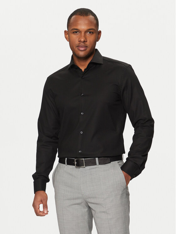BOSS BOSS Marškiniai H-Hank 50527622 Juoda Slim Fit