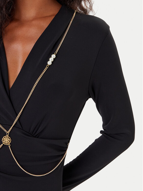 Rinascimento Rinascimento Cocktail obleka CFC0020146002 Črna Slim Fit