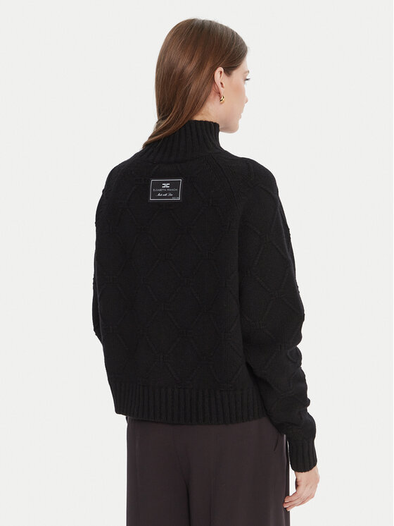 Elisabetta Franchi Elisabetta Franchi Rollkragenpullover MK-55T-57E2-V420 Schwarz Regular Fit