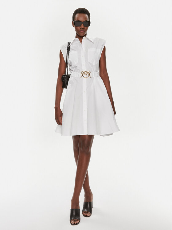 PINKO Pinko Haljina košulja Anaceta 103111 A1P4 Bijela Regular Fit