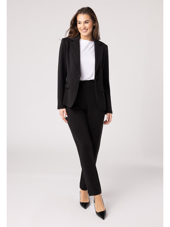 QUIOSQUE QUIOSQUE Kalhoty z materiálu QUIOSQUE 3VL001249 Černá Regular Fit