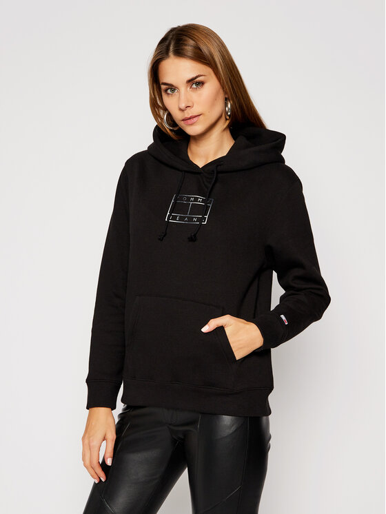 Tommy Jeans Džemperis Tjw Outline Flag DW0DW08985 Juoda Loose Fit •  Modivo.lt