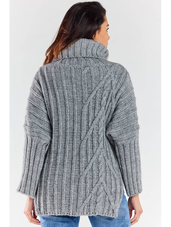 Awama Awama Sweter A477 Szary Basic Fit