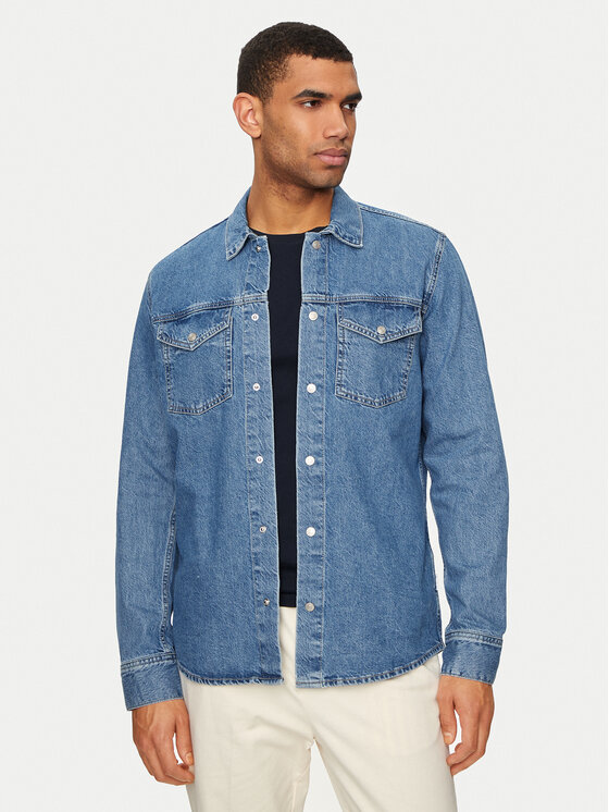 Pepe Jeans džínsová košeľa PM308584 Modrá Regular Fit