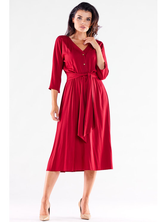 Awama Awama Vestito estivo A522 Bordeaux Basic Fit