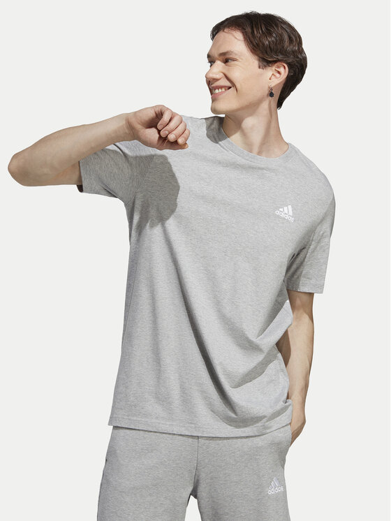 adidas T-krekls Essentials Single Jersey Embroidered Small Logo IC9288 Pelēks Regular Fit