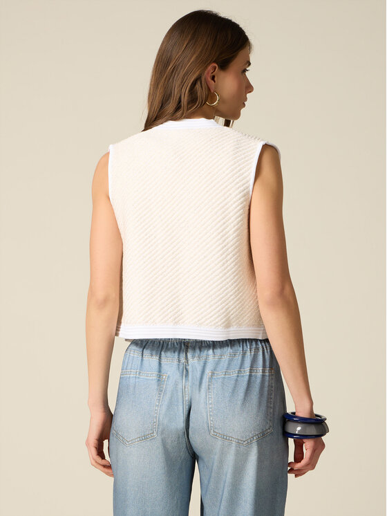 Oltre Oltre Sweter M428J005681N011 Biały Boxy Fit
