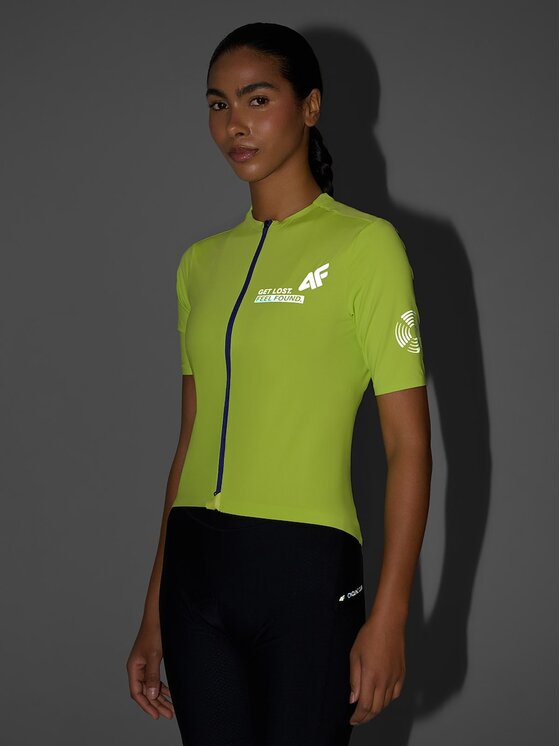 4F 4F Koszulka rowerowa 4FRSS26TFTSF2454-45S Zielony Slim Fit
