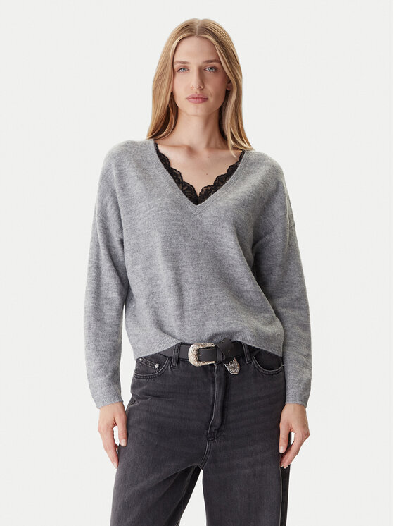 ONLY Sweter Manifesta 15329229 Szary Regular Fit