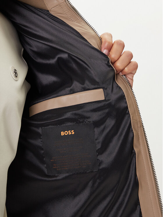 BOSS BOSS Usnjena jakna Jocamp 50547546 Bež Relaxed Fit