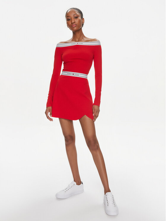 Tommy Jeans Tommy Jeans Spódnica mini Logo DW0DW17880 Czerwony Regular Fit