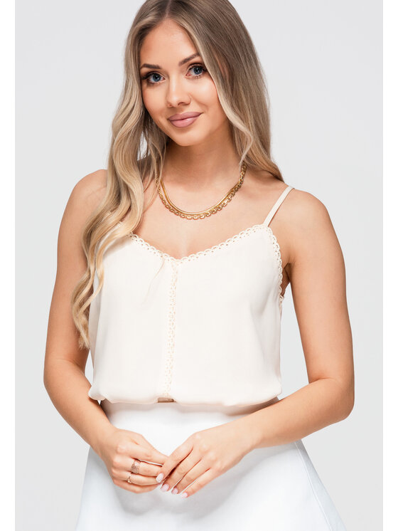 Ombre Ombre Bluzka OW-TS-E0057 Beżowy Loose Fit