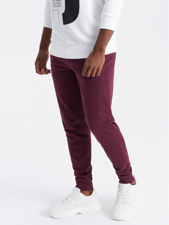 Ombre Ombre Joggers kalhoty OM-PABS-0174 Bordó Regular Fit