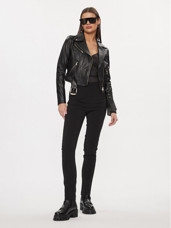 Patrizia Pepe Patrizia Pepe Μπουφάν δερμάτινο CO0732/L1HZ-K103 Μαύρο Regular Fit