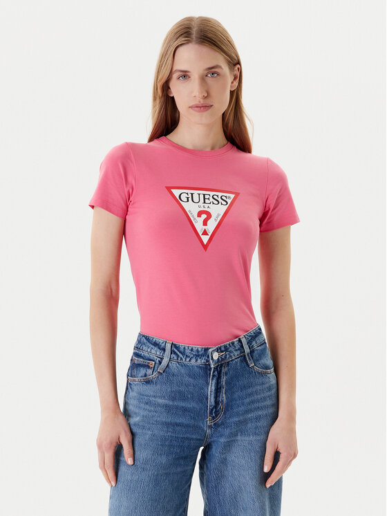 Guess Jeans Tričko W4YI04 J1314 Ružová Slim Fit