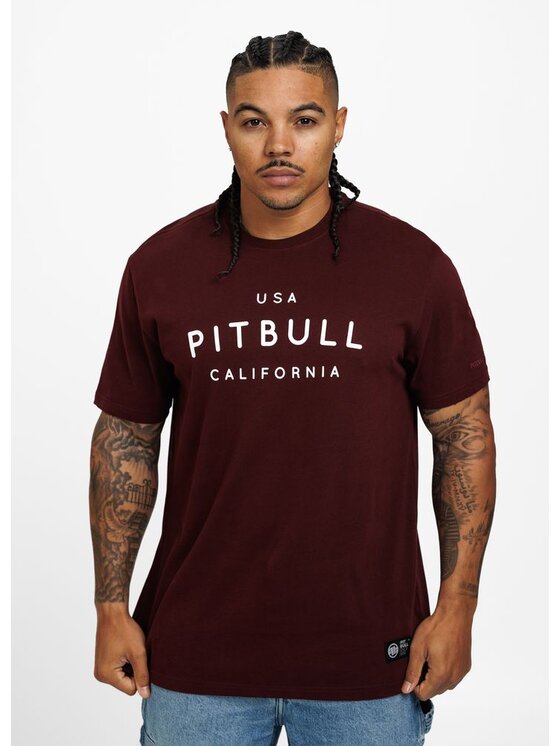 PITBULL PITBULL T-Shirt Koszulka Bordowy Regular Fit