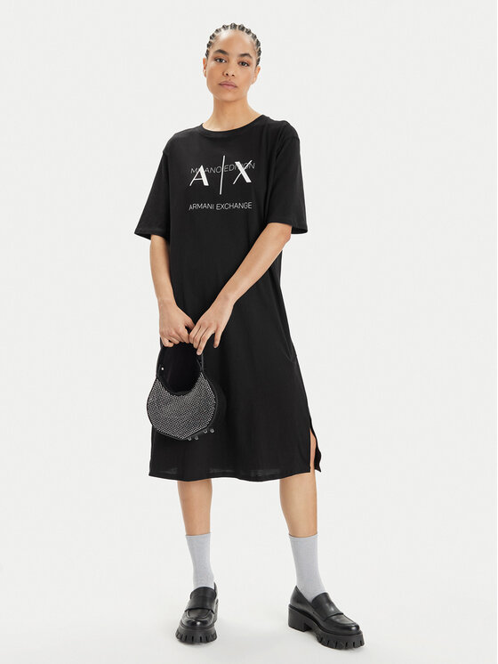 Armani Exchange Armani Exchange Sukienka codzienna 3DYA79 YJ3RZ 1200 Czarny Relaxed Fit