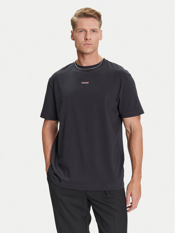 HUGO HUGO T-Shirt Split Logo 50544185 Czarny Relaxed Fit