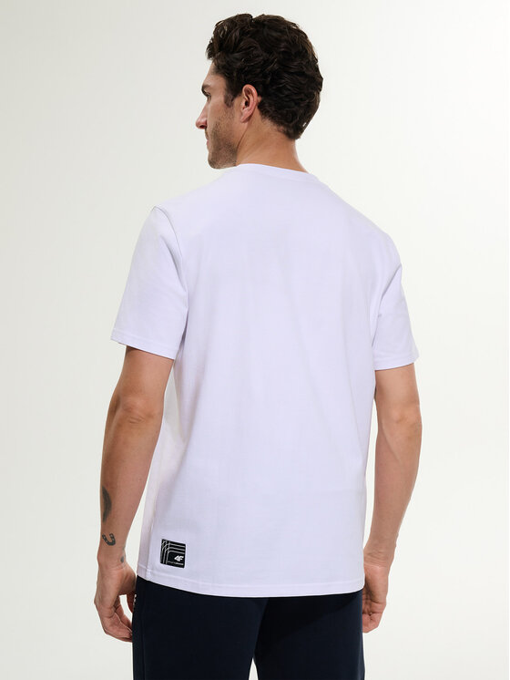 4F 4F T-Shirt MONOCHROME MOVEMENT Biały Regular Fit