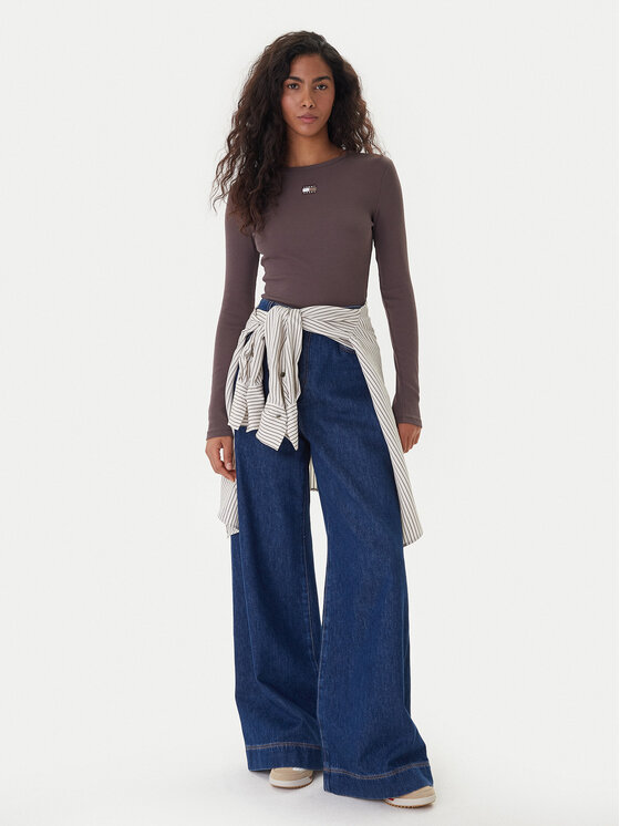 Tommy Jeans Tommy Jeans Блузка DW0DW20178 Коричневий Slim Fit