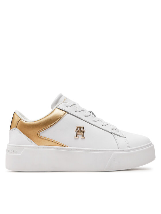 Tommy Hilfiger Sneakersy Th Platform Court Sneaker Gld FW0FW08073 Biela
