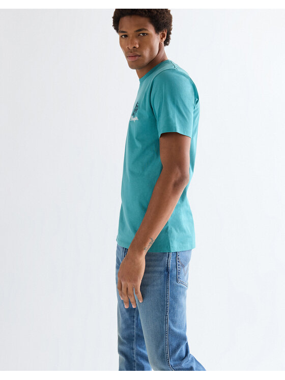Wrangler Wrangler T-Shirt EMBROIDERY TEE Niebieski Regular Fit
