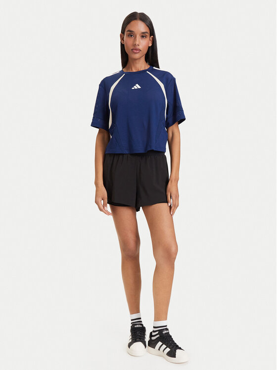 adidas adidas Funkčné tričko Hyperglam 3-Stripes Color Block KQ5753 Modrá Loose Fit