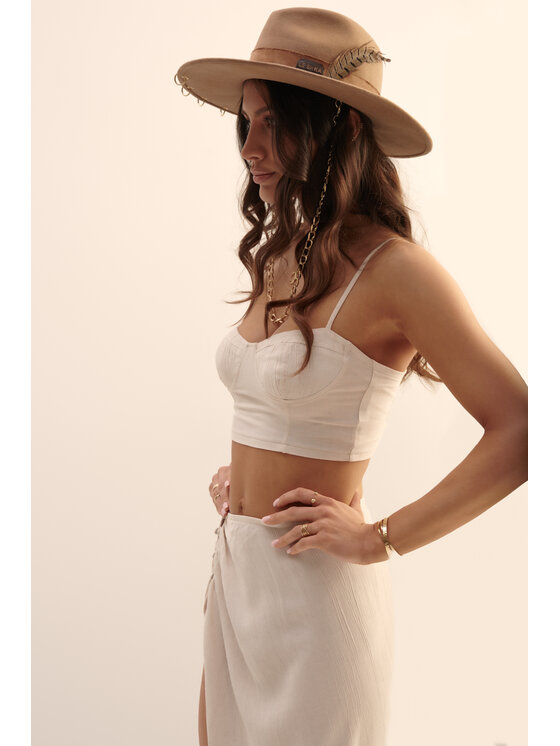 Hottie Hot Hottie Hot Komplet top i spódnica HARMONY Beżowy Slim Fit