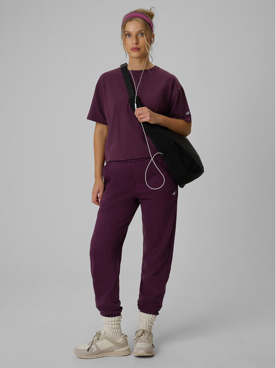 4F 4F Spodnie dresowe basic Fioletowy Regular Fit