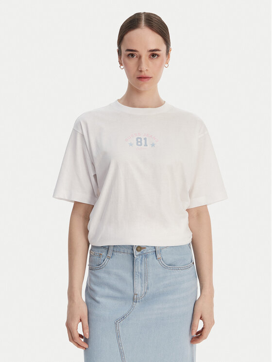 Guess Jeans Guess Jeans Póló W6RI20 K8HM0 Fehér Oversize
