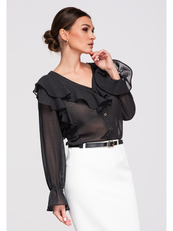 Ombre Ombre Koszula OW-SH-E0029 Czarny Loose Fit