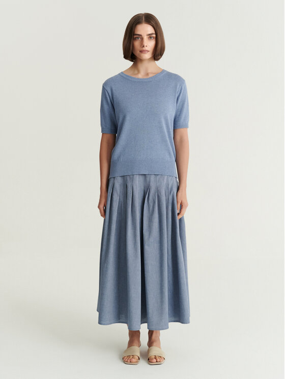 TATUUM TATUUM Spódnica midi LEO Niebieski Flare Fit