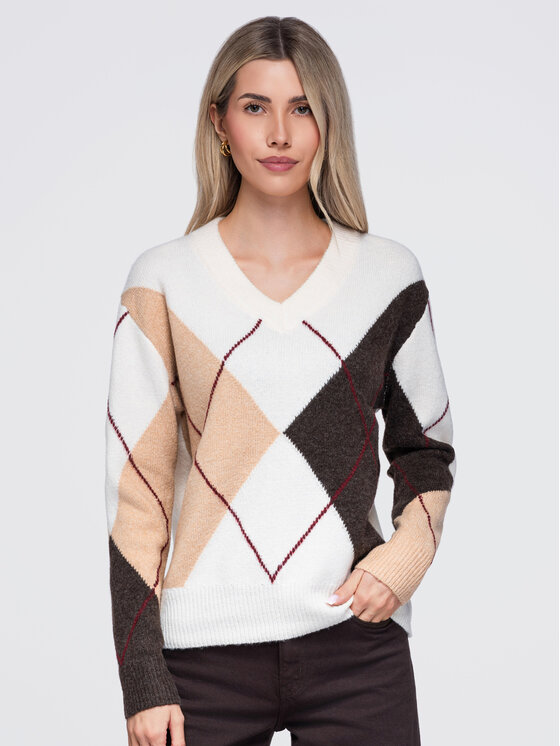 Ombre Ombre Svetr OW-SW-E0038 Béžová Regular Fit