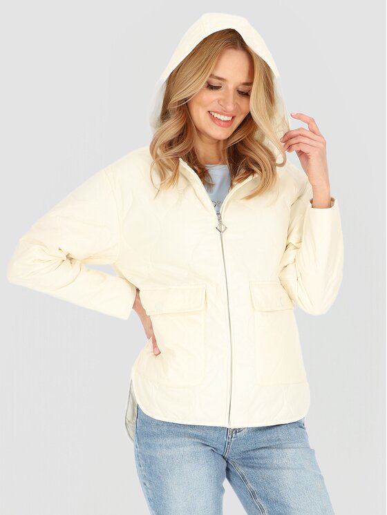 Perso Perso Kurtka damska BLE251046F Écru Regular Fit