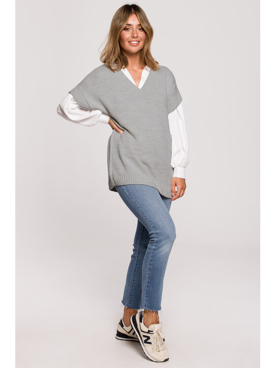 BeWear BeWear Sweter BK076 Szary Comfortable Fit