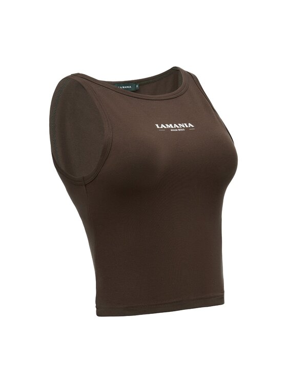La Mania La Mania Top BASIC CROP TOP 2 Brązowy Active Fit