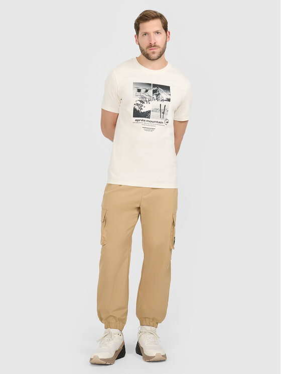 4F 4F T-Shirt APRES SKI Kremowy Regular Fit
