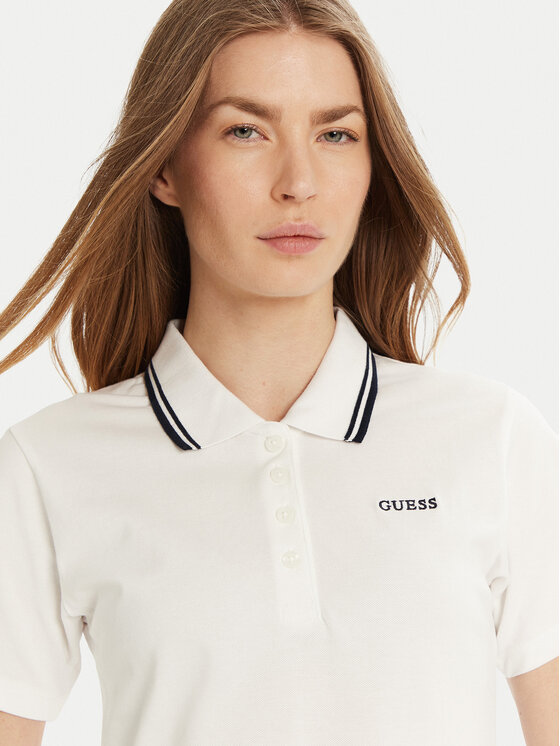 Guess Guess Тениска с яка и копчета V5GP06 KCOK1 Бял Regular Fit