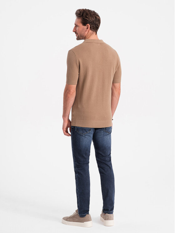Ombre Ombre Polokošile OM-POSS-0117 Hnědá Regular Fit