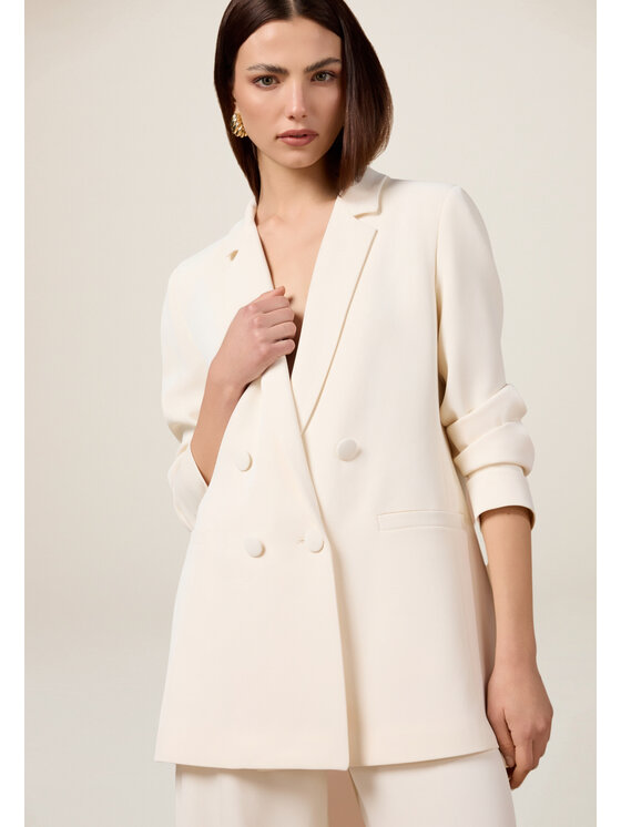 Oltre Oltre Marynarka Q778R004552N021 Biały Regular Fit