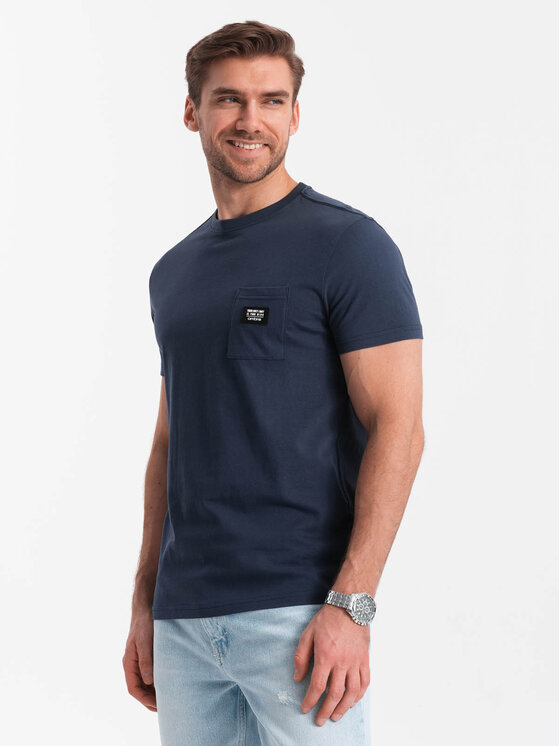 Ombre Ombre T-Shirt OM-TSCT-0109 Granatowy Classic Fit