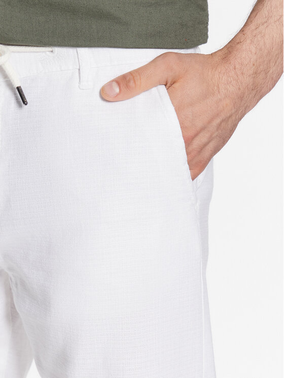 INDICODE INDICODE Pantaloni din material Clio 60-301 Alb Regular Fit