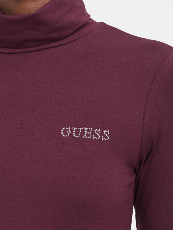 Guess Guess Bluzka V6BP11 K6907 Bordowy Slim Fit