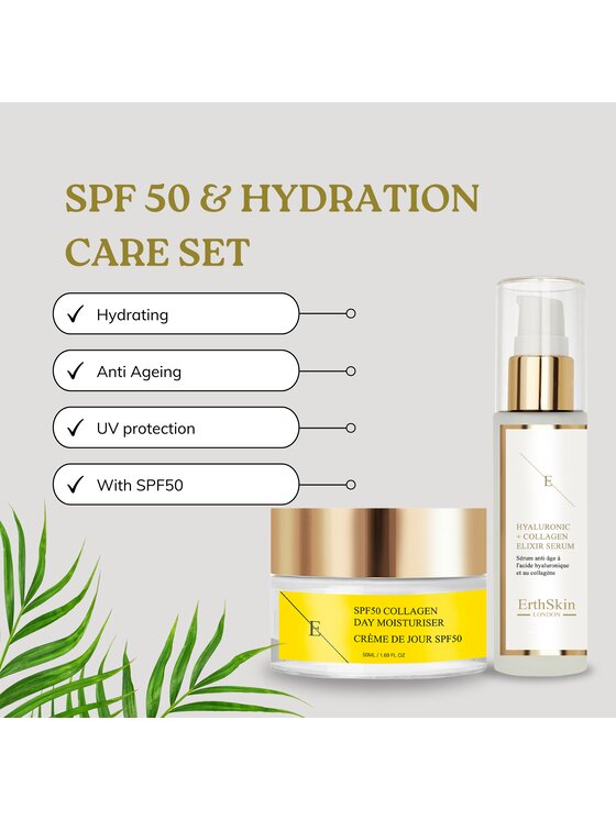 Erthskin London Erthskin London Krem Kolagenowy SPF 50 + Serum Hialuron Krem na dzień