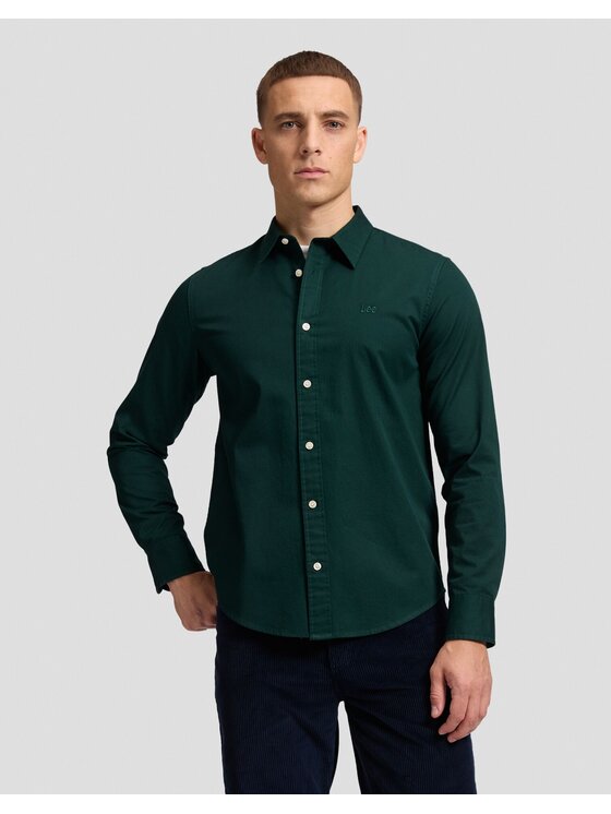 Lee Lee Koszula LS CLEAN SHIRT Zielony Regular Fit