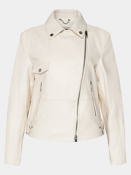 BOSS Boss Usnjena jakna Sajina 50505622 Bež Slim Fit