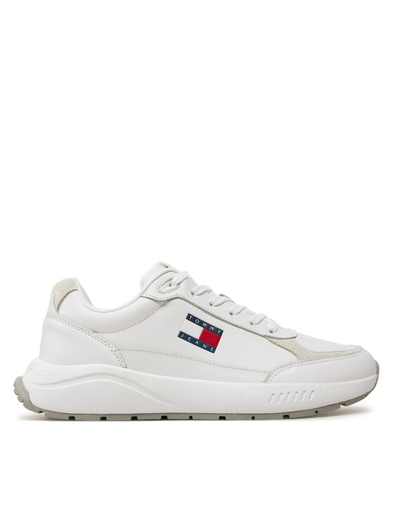 Tommy Jeans Snīkeri Tjm Runner Full Leather Ess EM0EM01445 Balts