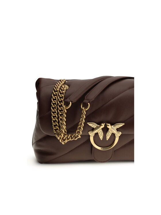 PINKO PINKO Kabelka Brown Calf Leather Bos Taurus Shoulder Hnedá